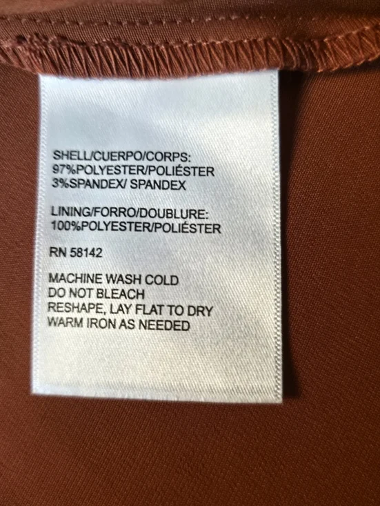 Maggy London Rust Satin Wrap Dress Size 10 Elegant Tie Waist Midi Long Sleeve - Picture 10 of 10